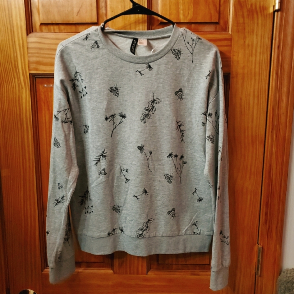 Gray Plant Design Crewneck Sweatshirt